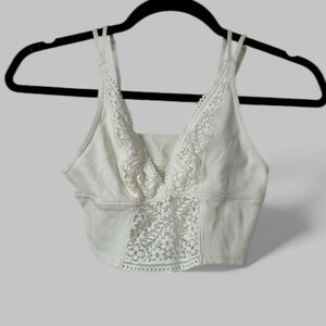 Aerie White Lace Cropped Top